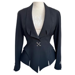 Thierry Mugler FW 1992 Black Runway Jacket Chrome Details