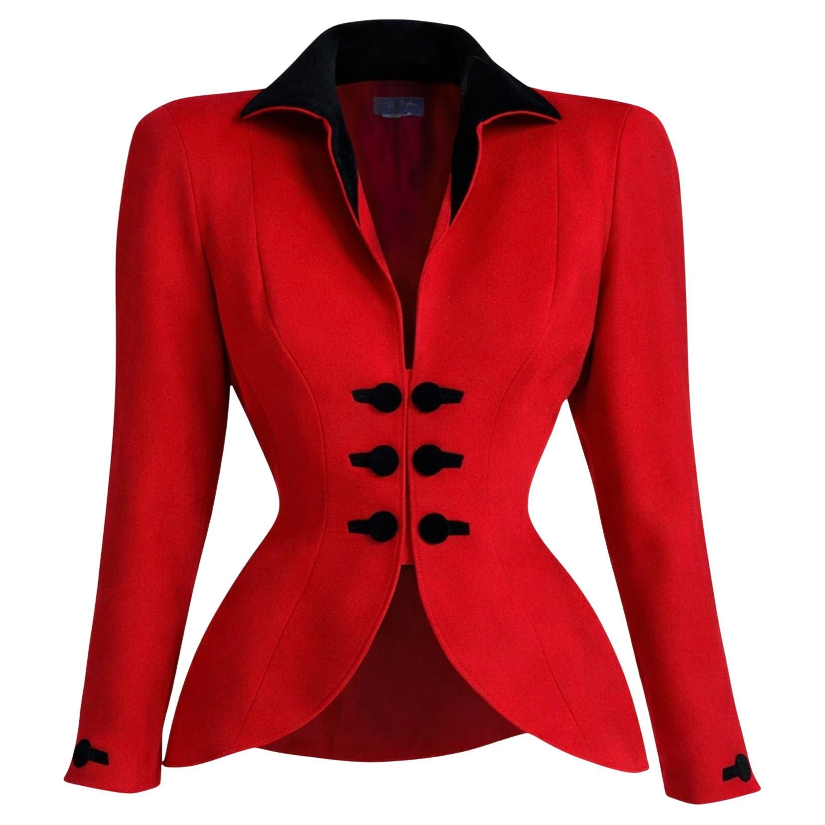 Thierry Mugler FW 1993 Rare Red Archival Runway Jacket
