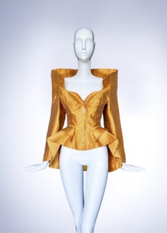 Thierry Mugler FW 1995 Gold Silk Runway Jacket seen on Kate Moss