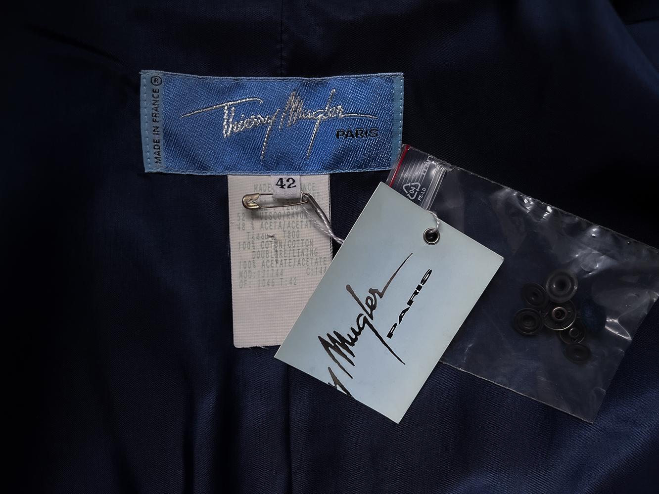 Thierry Mugler FW 1995 Ensemble scultoreo in velluto blu e nero in vendita 5