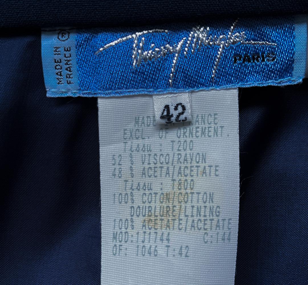 Thierry Mugler FW 1995 Ensemble scultoreo in velluto blu e nero in vendita 6
