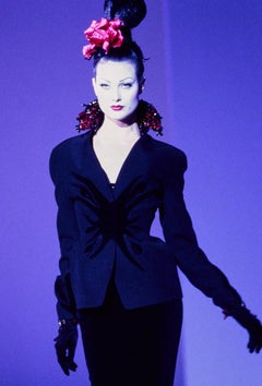 Thierry Mugler FW 1995 Sculptural Ensemble Blue & Black Velvet