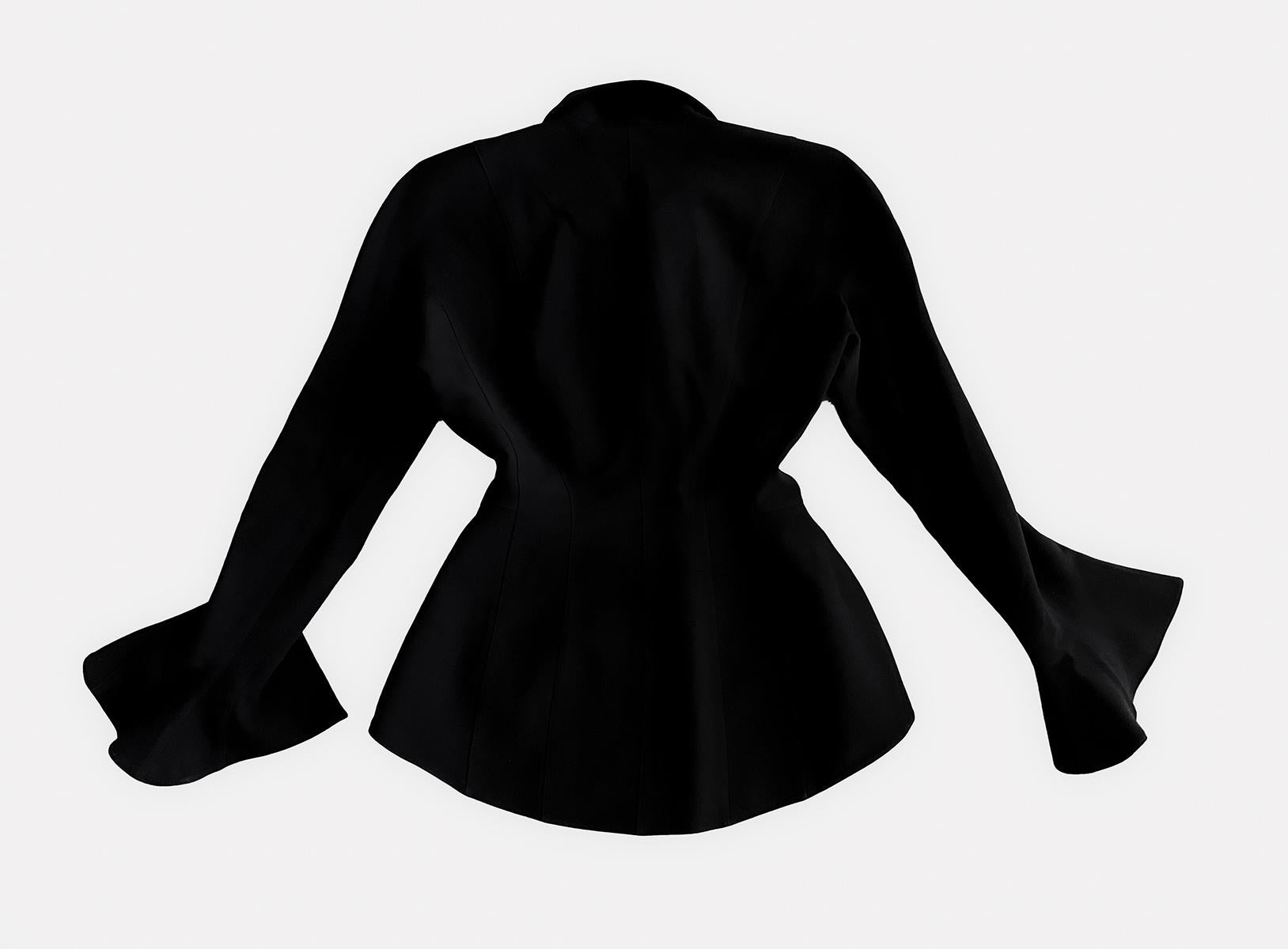 Thierry Mugler FW 1997 Black Jacket with Dramatic Red Velvet Sleeves For Sale 7