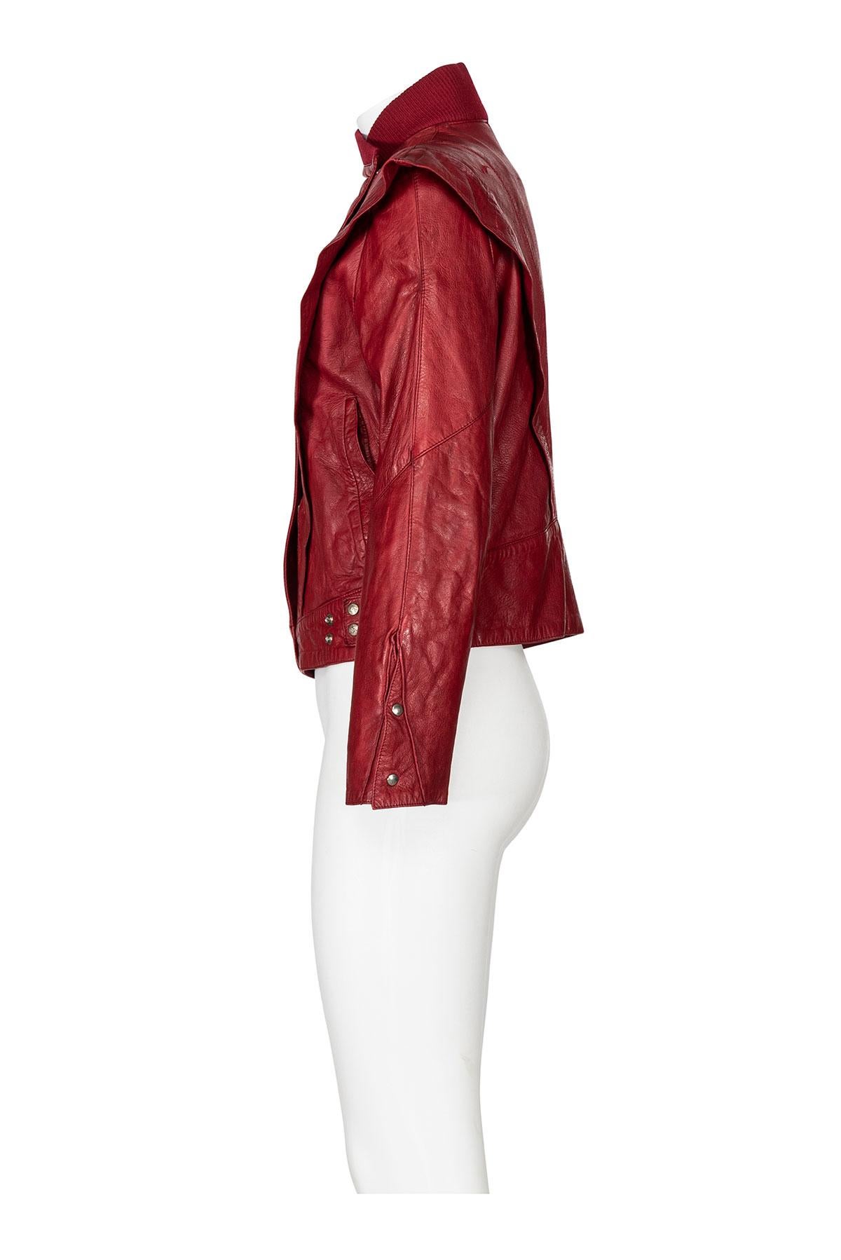 Red THIERRY MUGLER FW 79 Iconic and Rare Double Breast Leather Jacket in vendita