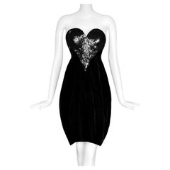 Thierry Mugler FW1986 'Hiver Russe' Sweetheart Dress Black Velvet & Sequin Heart