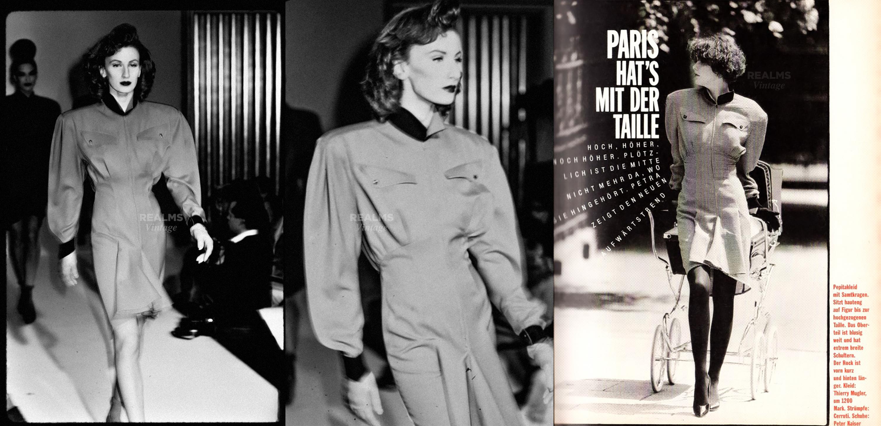 Thierry Mugler FW1987 Archival Dramatic Wool Dress For Sale 2