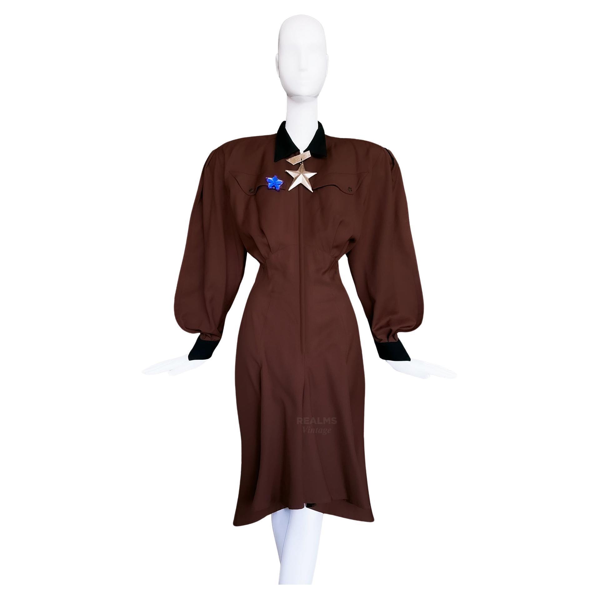 Thierry Mugler FW1987 Archival Dramatic Wool Dress  For Sale
