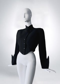 Thierry Mugler FW1988/89 Rare Black Cropped Jacket Shark Fin