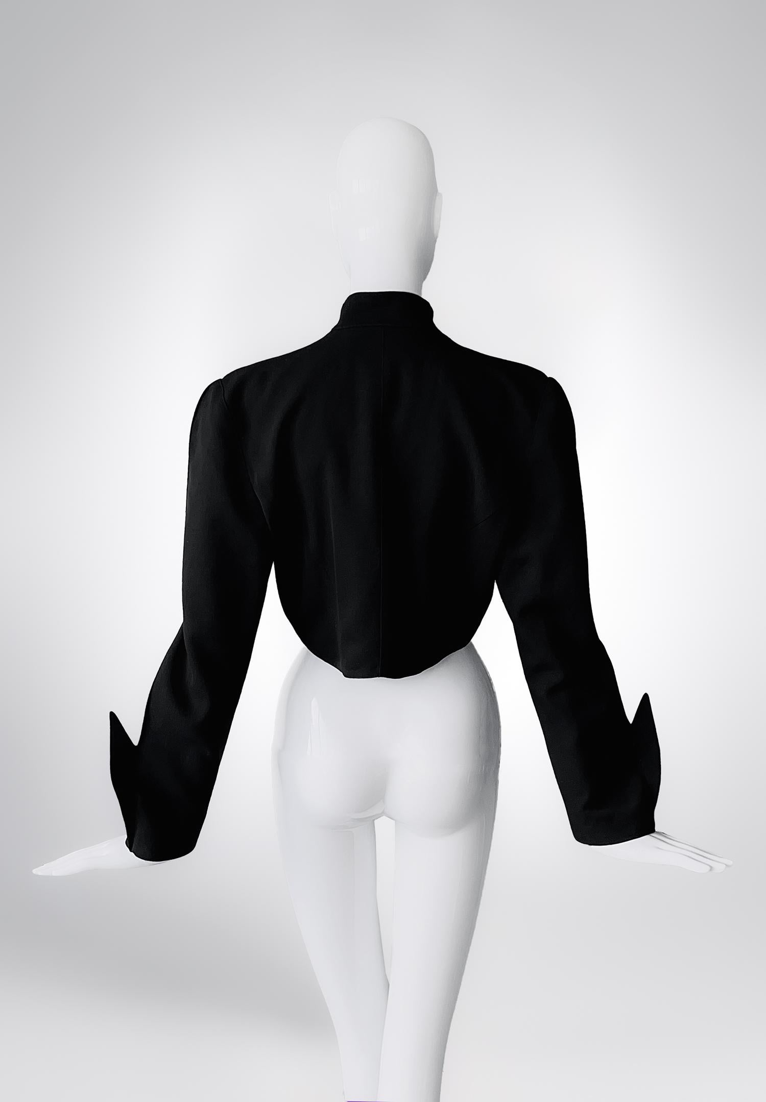Veste courte noire rare Thierry Mugler FW1988/89 Excellent état - En vente à Berlin, BE