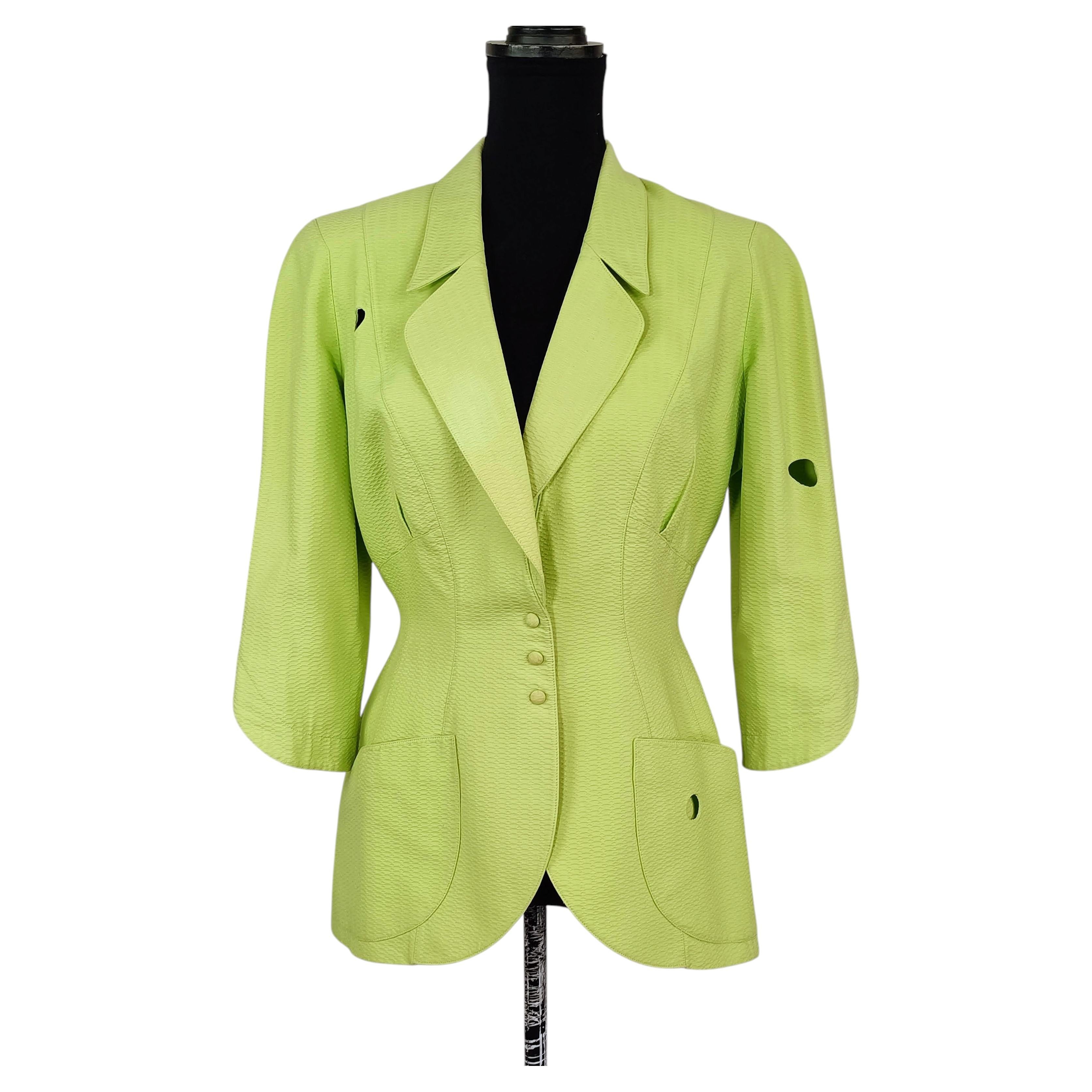 Thierry Mugler light green cotton jacket, 1980s vintage