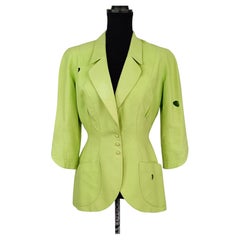 Veste en coton vert clair de Thierry Mugler, vintage des années 1980