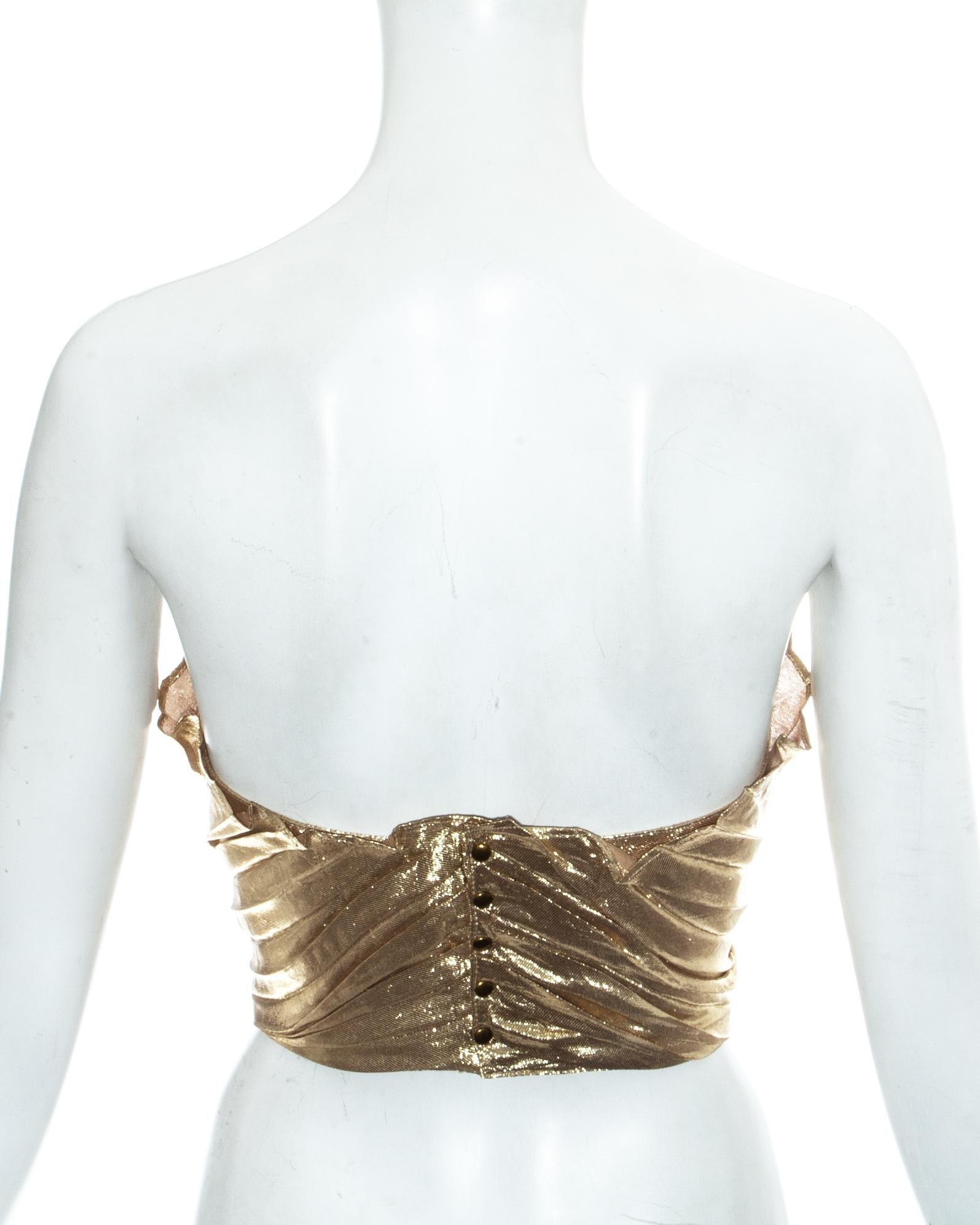 Brown Thierry Mugler gold lamé corset, ss 1985