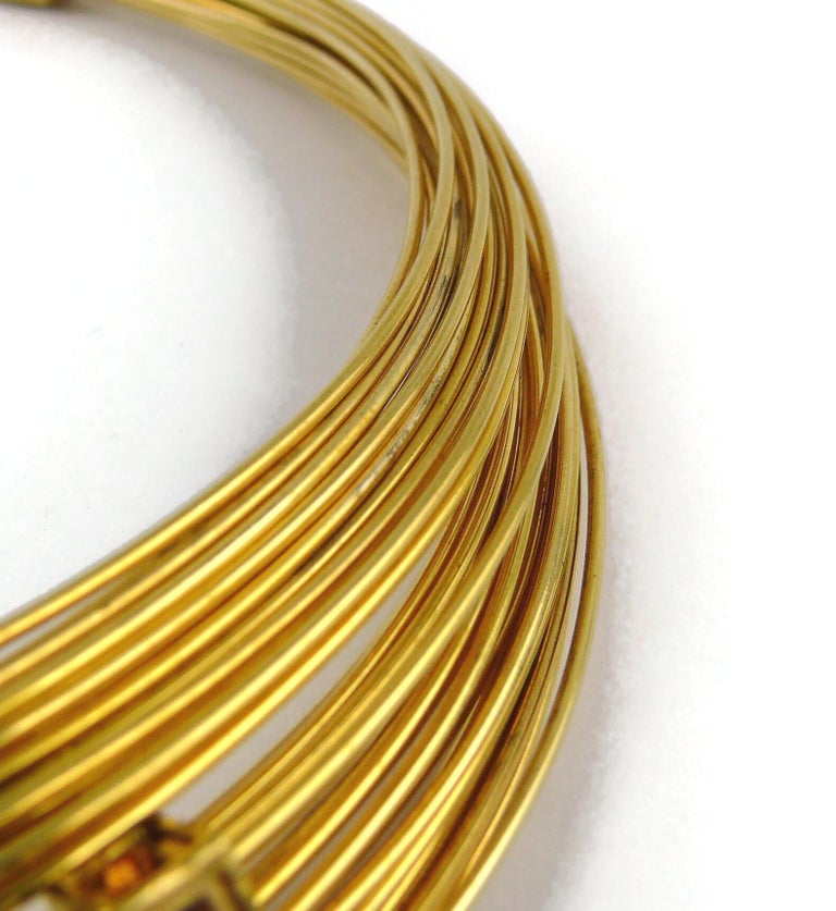 Thierry Mugler Gold Toned Bundled Wires Choker Necklace For Sale at