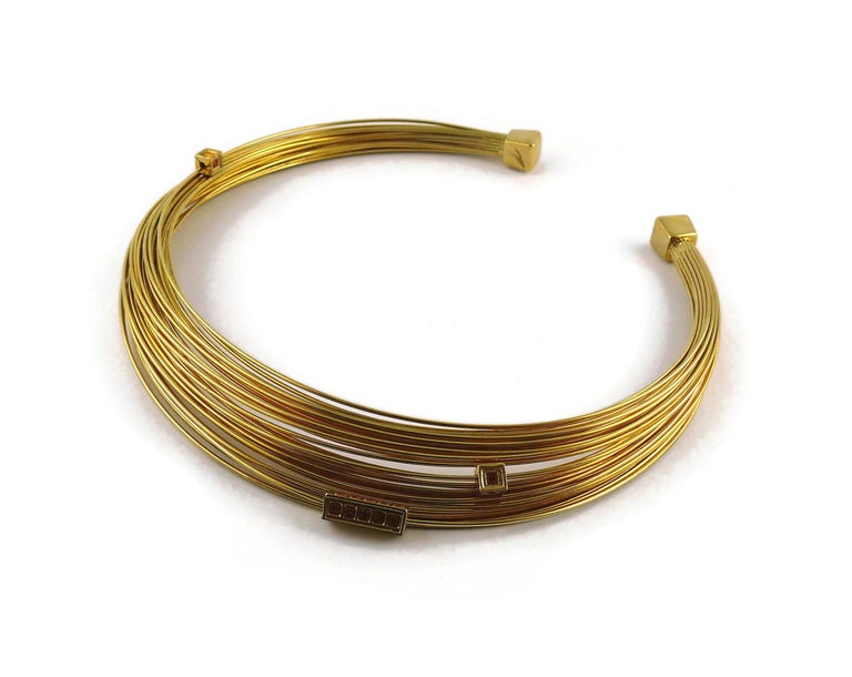 Thierry Mugler Gold Toned Bundled Wires Choker Necklace For Sale at 1stDibs