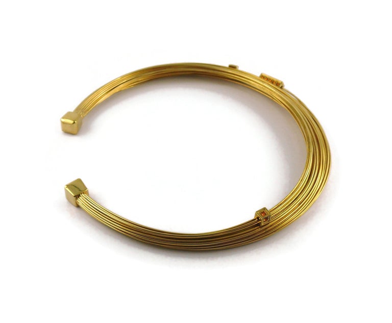 Thierry Mugler Gold Toned Bundled Wires Choker Necklace For Sale at