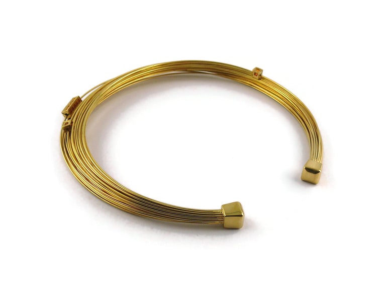 Thierry Mugler Gold Toned Bundled Wires Choker Necklace For Sale at