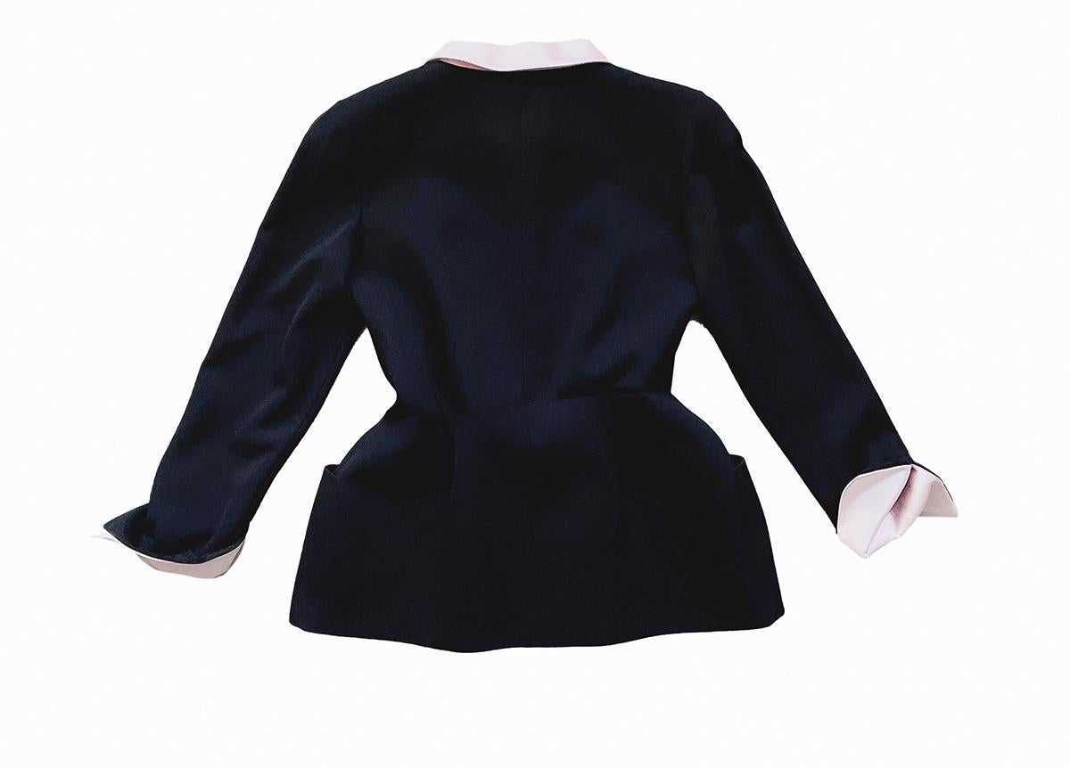 Thierry Mugler Gorgeous Jacket Black Drama Collar Jewel Pearl FW1996 For Sale 3