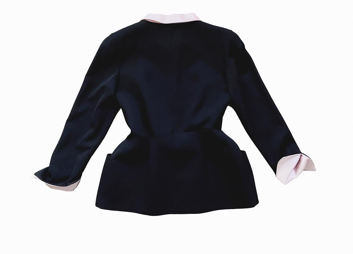 Thierry Mugler Gorgeous Suit Black Drama Collar Jewel Pearl FW 1996 Jacket Skirt For Sale 5
