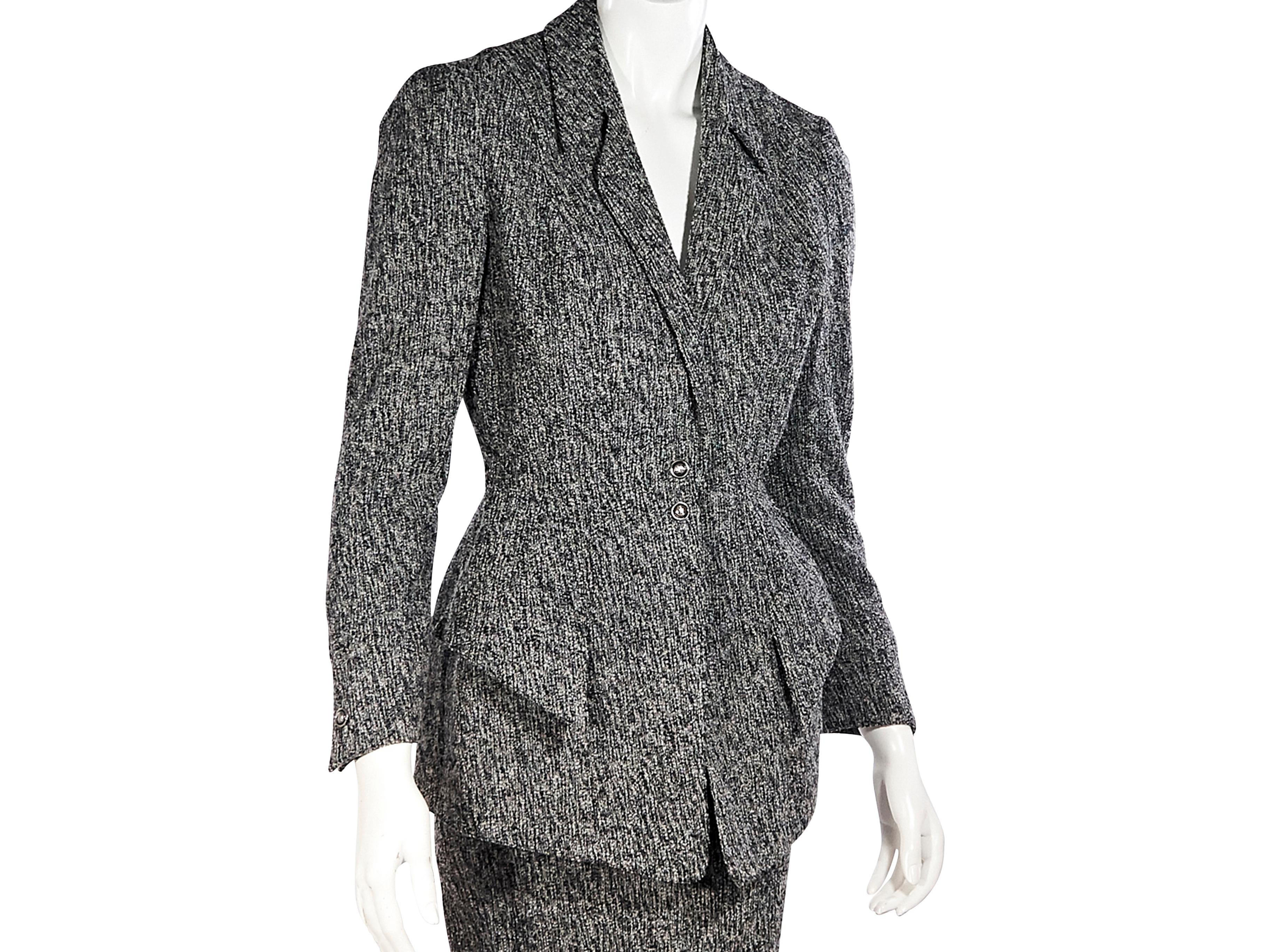 Thierry Mugler Grey Textured Skirt Suit Set In Good Condition In New York, NY