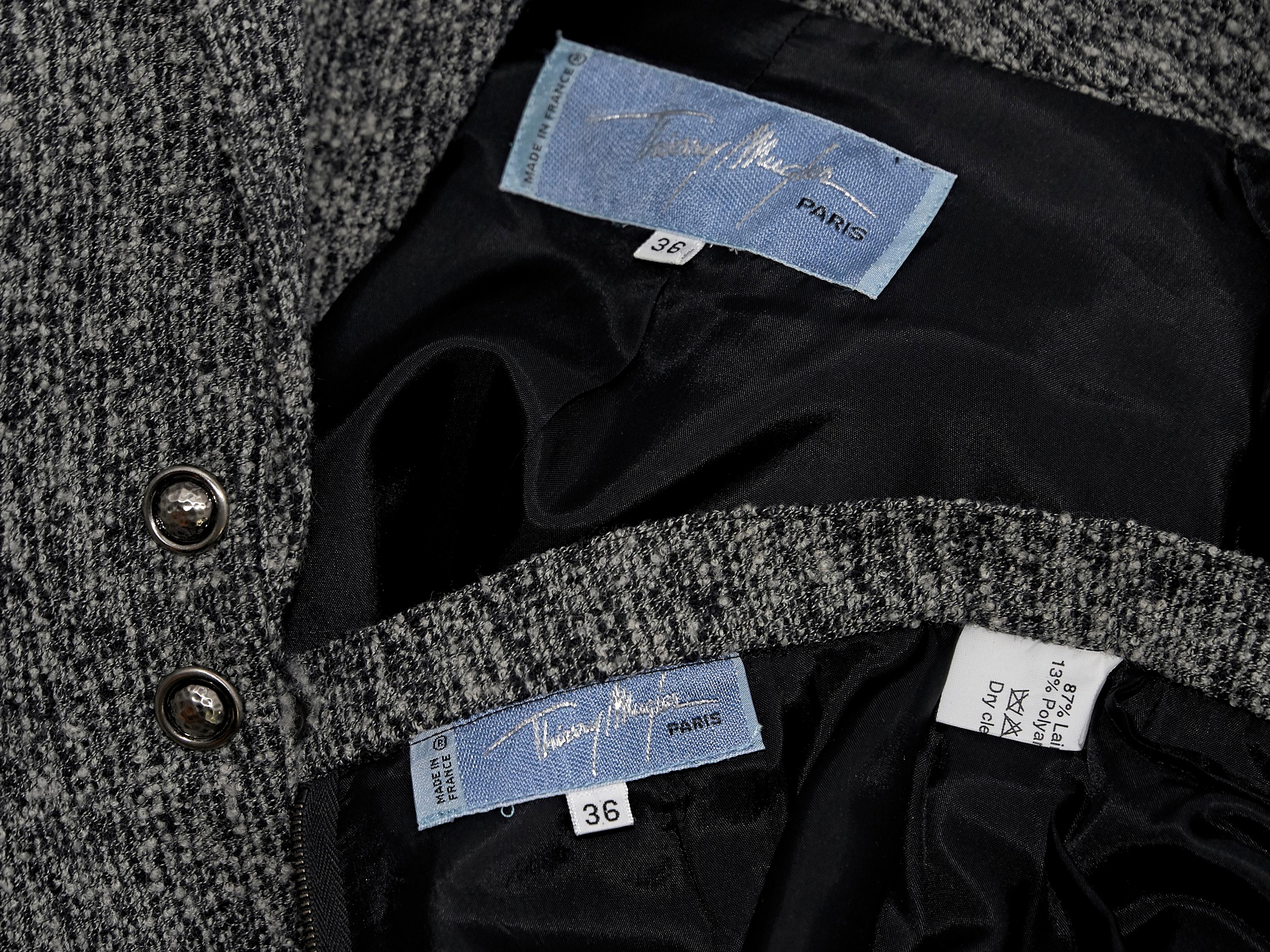 Thierry Mugler Grey Textured Skirt Suit Set 1