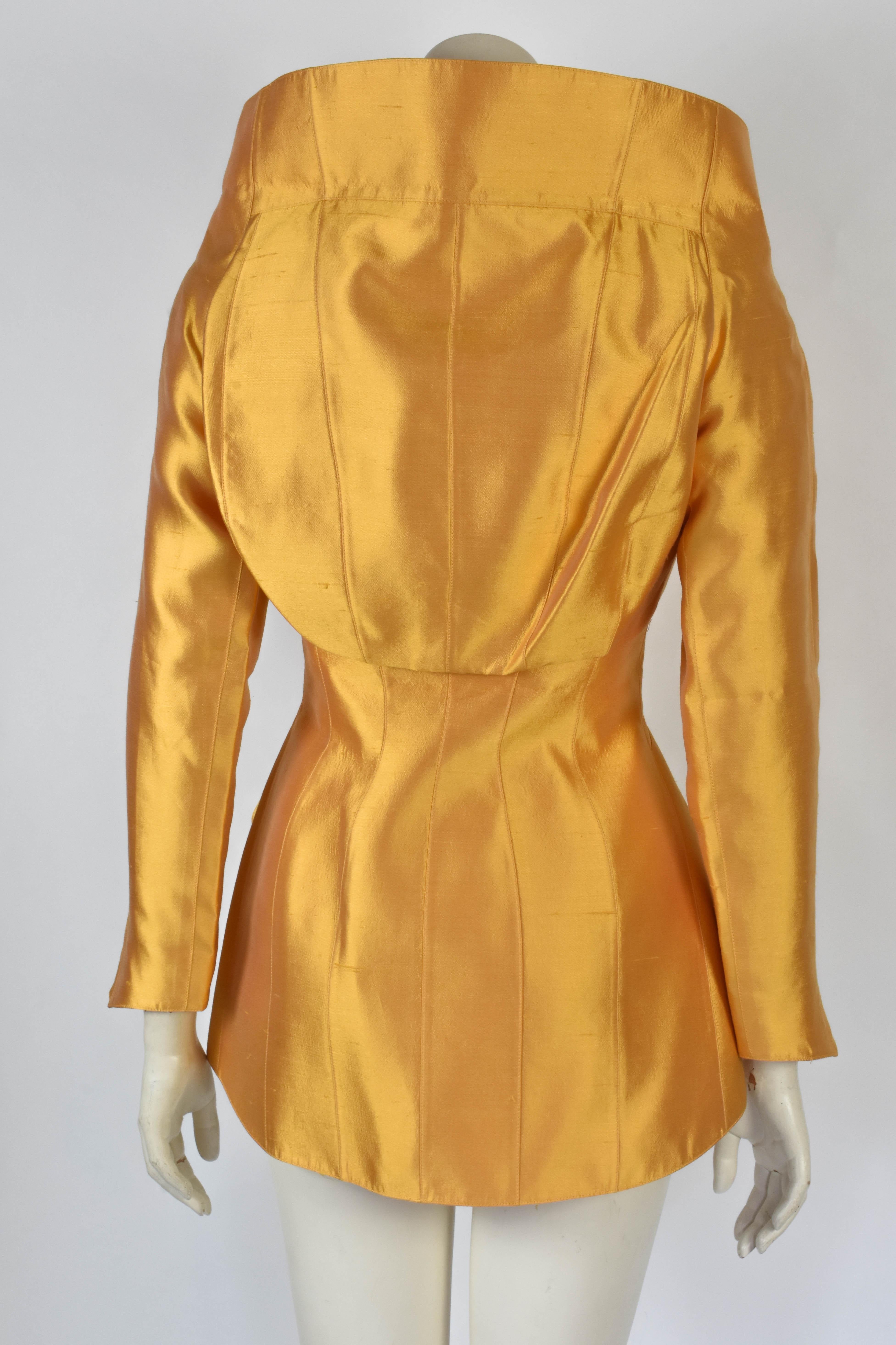 Women's Thierry Mugler Haute Couture 1995 Cirque d'Hiver Gold Jacket worn By Kate Moss