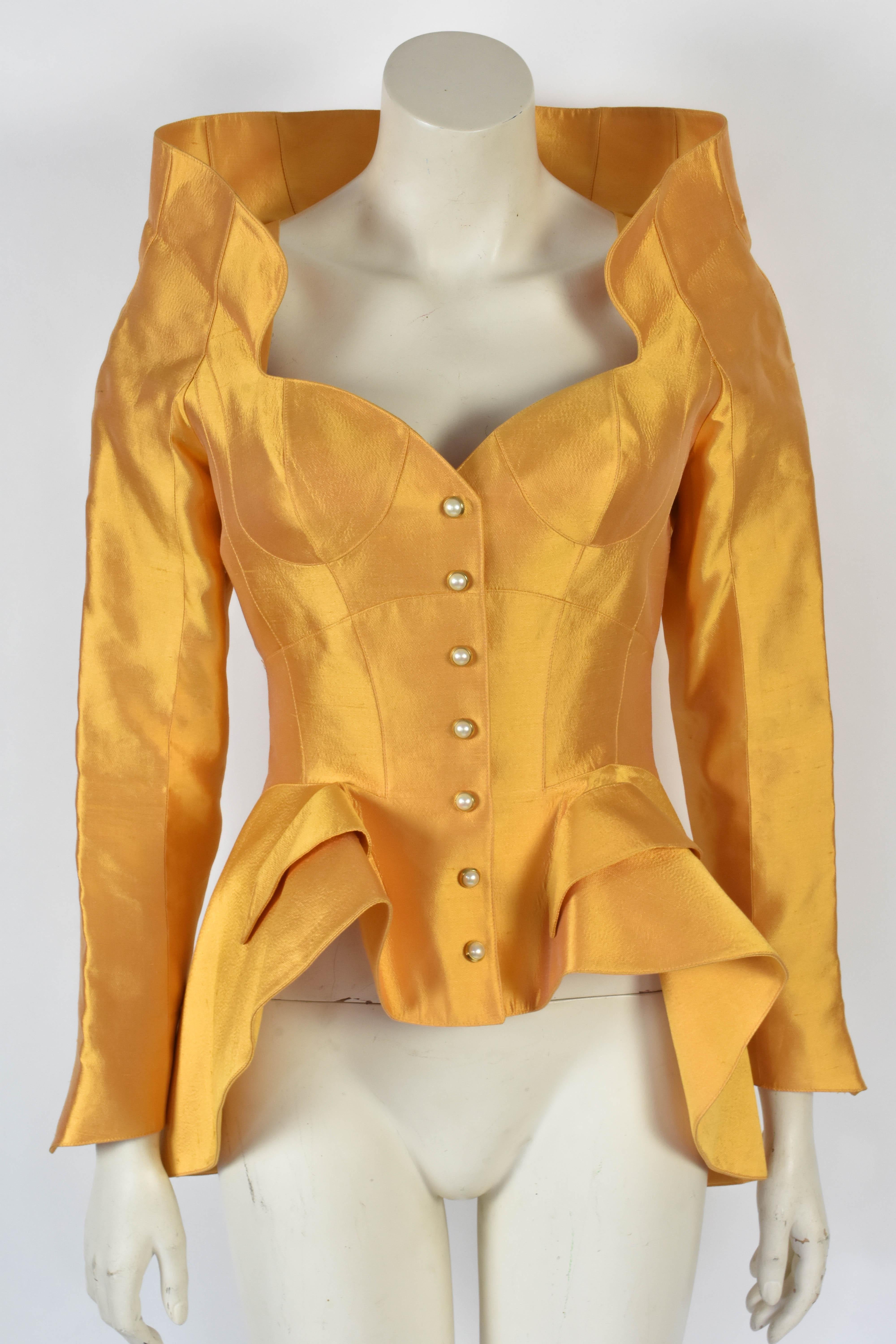 Thierry Mugler Haute Couture 1995 Cirque d'Hiver Gold Jacket worn By Kate Moss 1