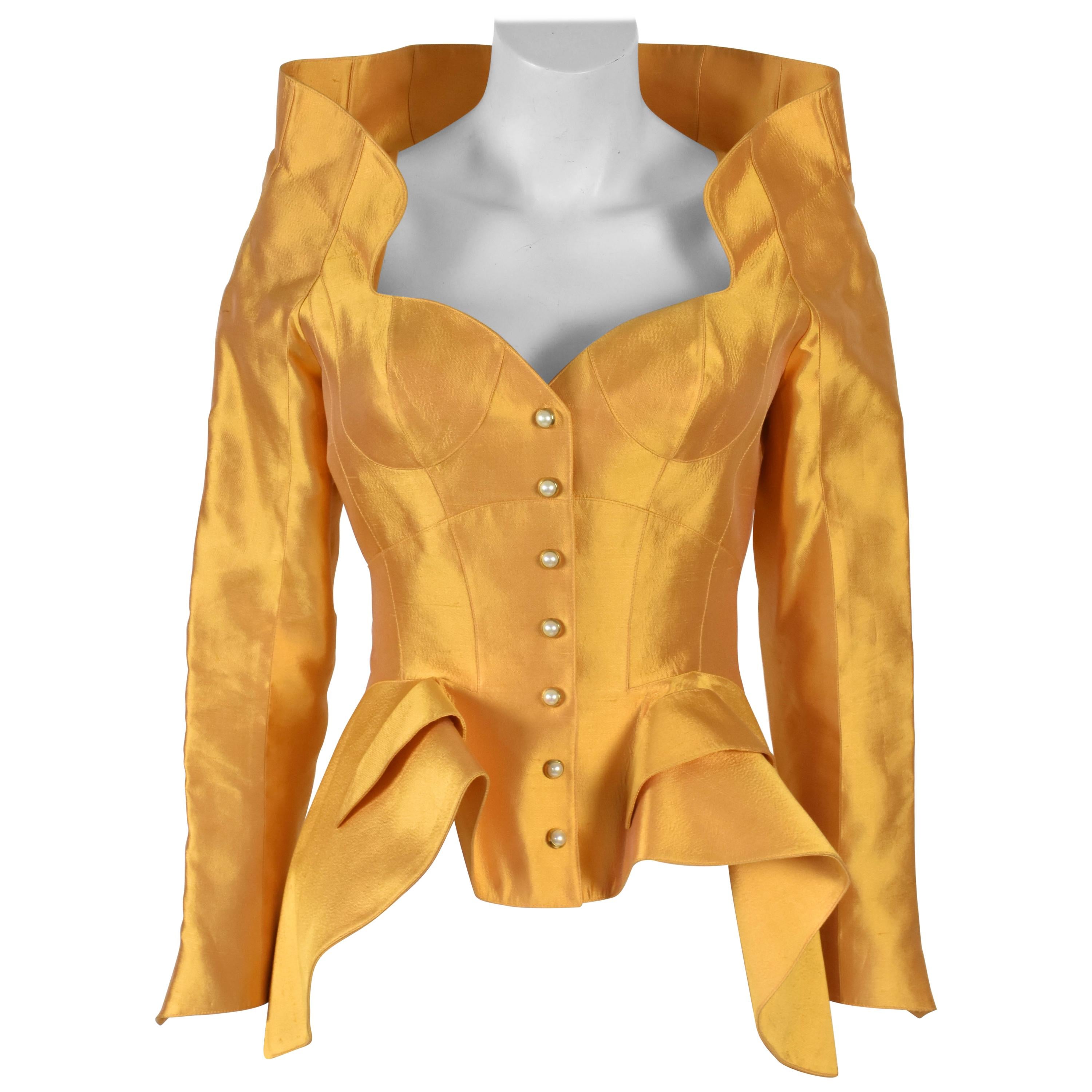 Thierry Mugler Haute Couture 1995 Cirque d'Hiver Gold Jacket worn By Kate Moss