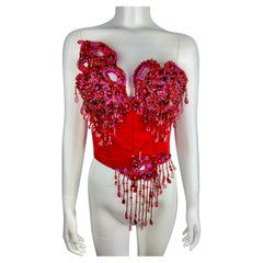 Thierry Mugler Haute Couture Red Rhinestone Adorned Bustier Corset, Fall 1992