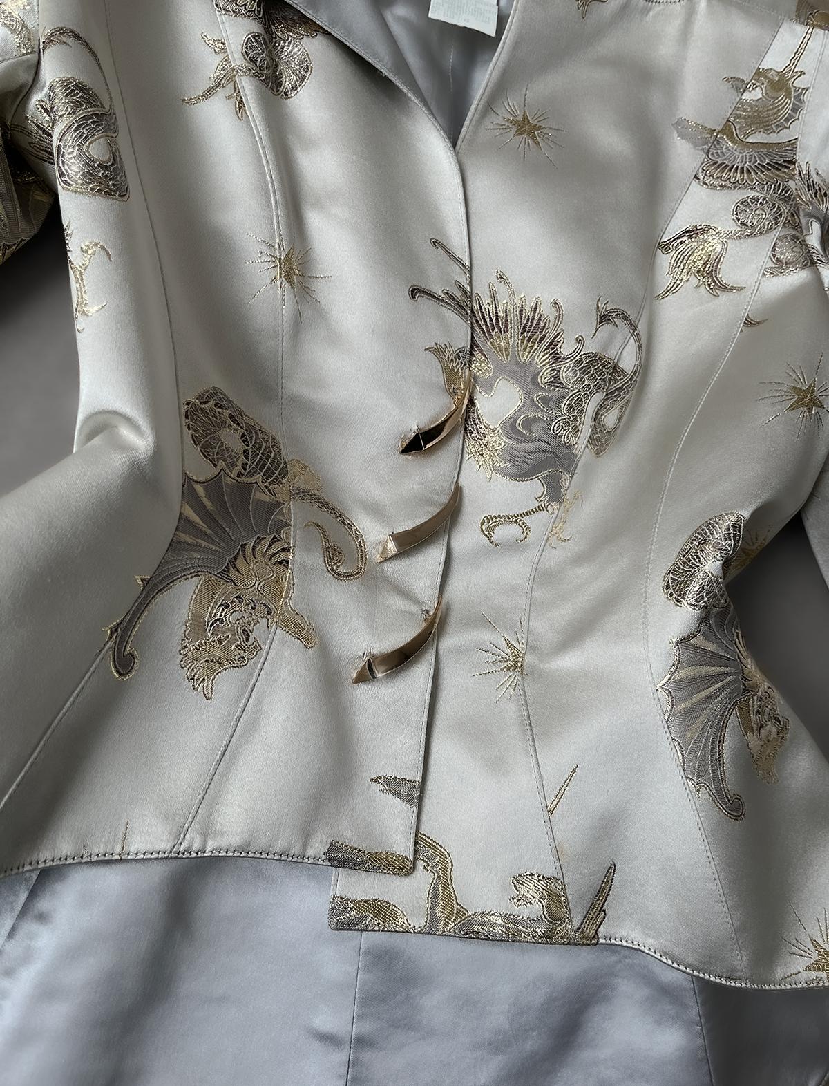 Thierry Mugler Holy Grail FW 1997 Rare Silk Suit Gold Jacket Skirt For Sale 14