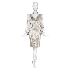 Thierry Mugler Holy Grail FW 1997 Rare Silk Suit Gold Jacket Gonna