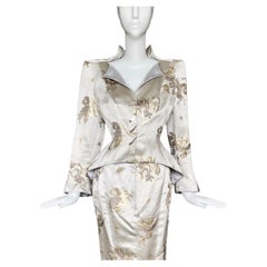 Thierry Mugler Holy Grail H/W 1997 Seltener Seidenanzug in Gold mit Jacke und Rock