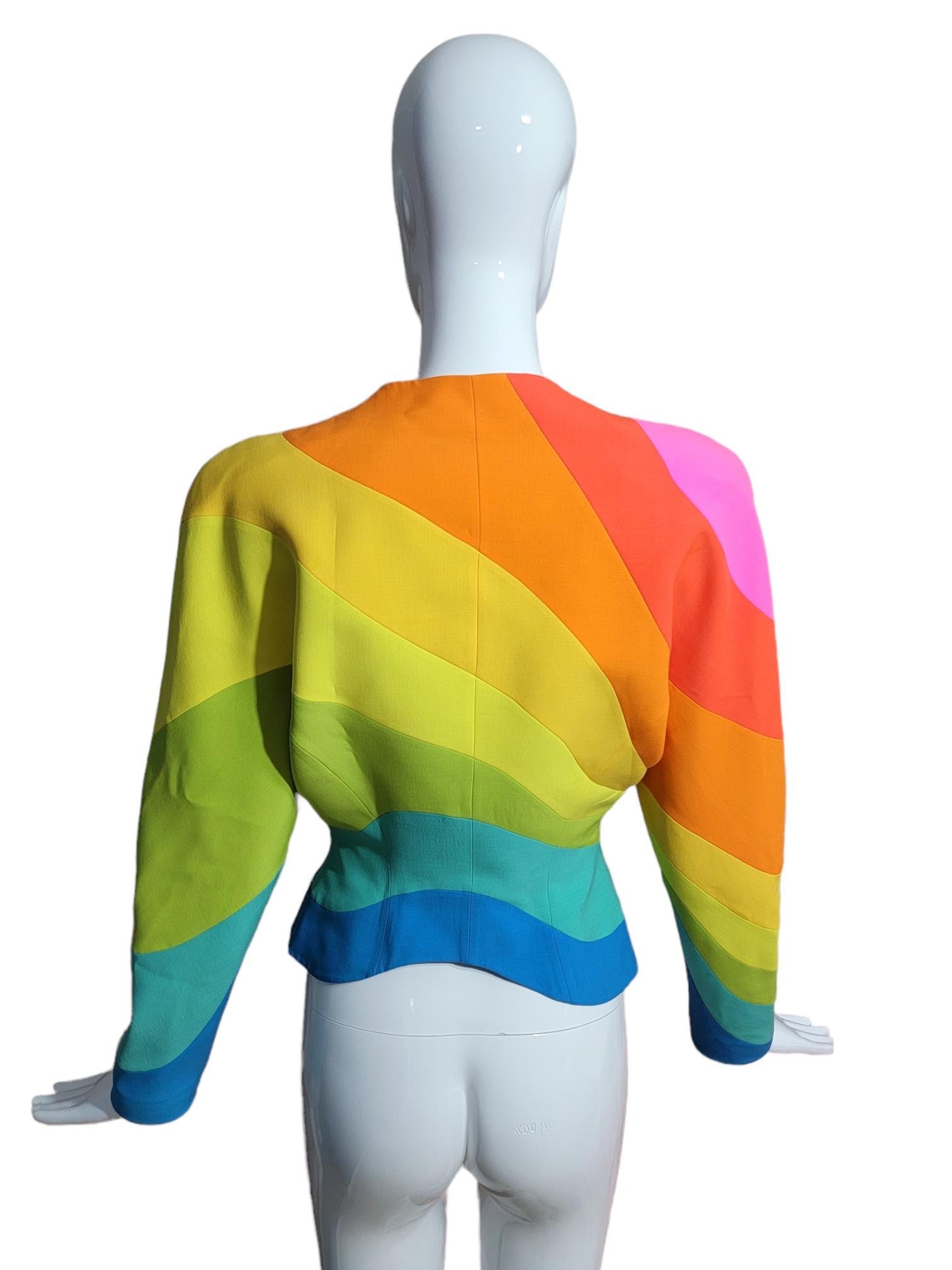 S/S 1990 Thierry Mugler Iconic Rainbow Structured Runway Jacket  For Sale 2
