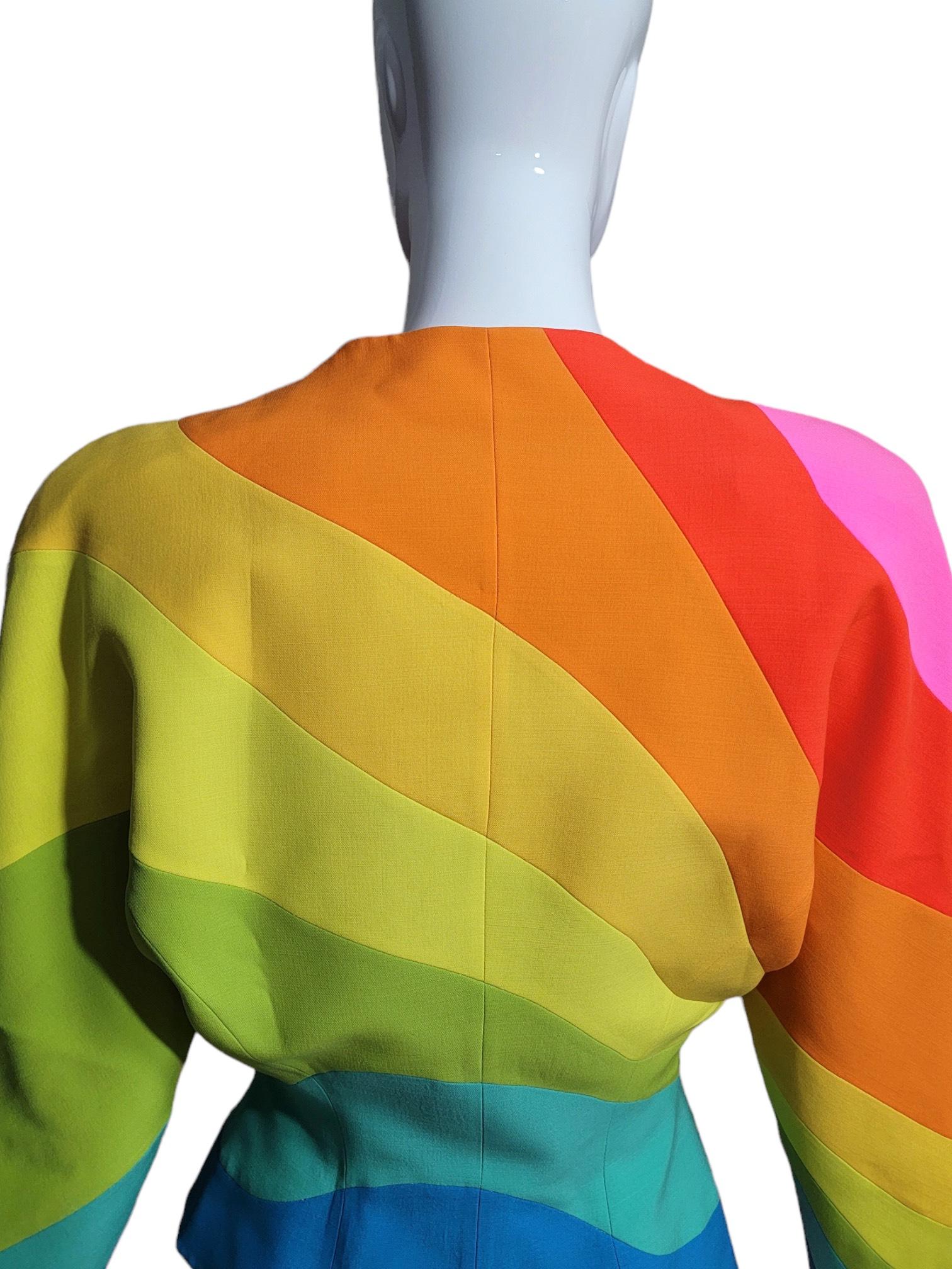 S/S 1990 Thierry Mugler Iconic Rainbow Structured Runway Jacket  For Sale 3