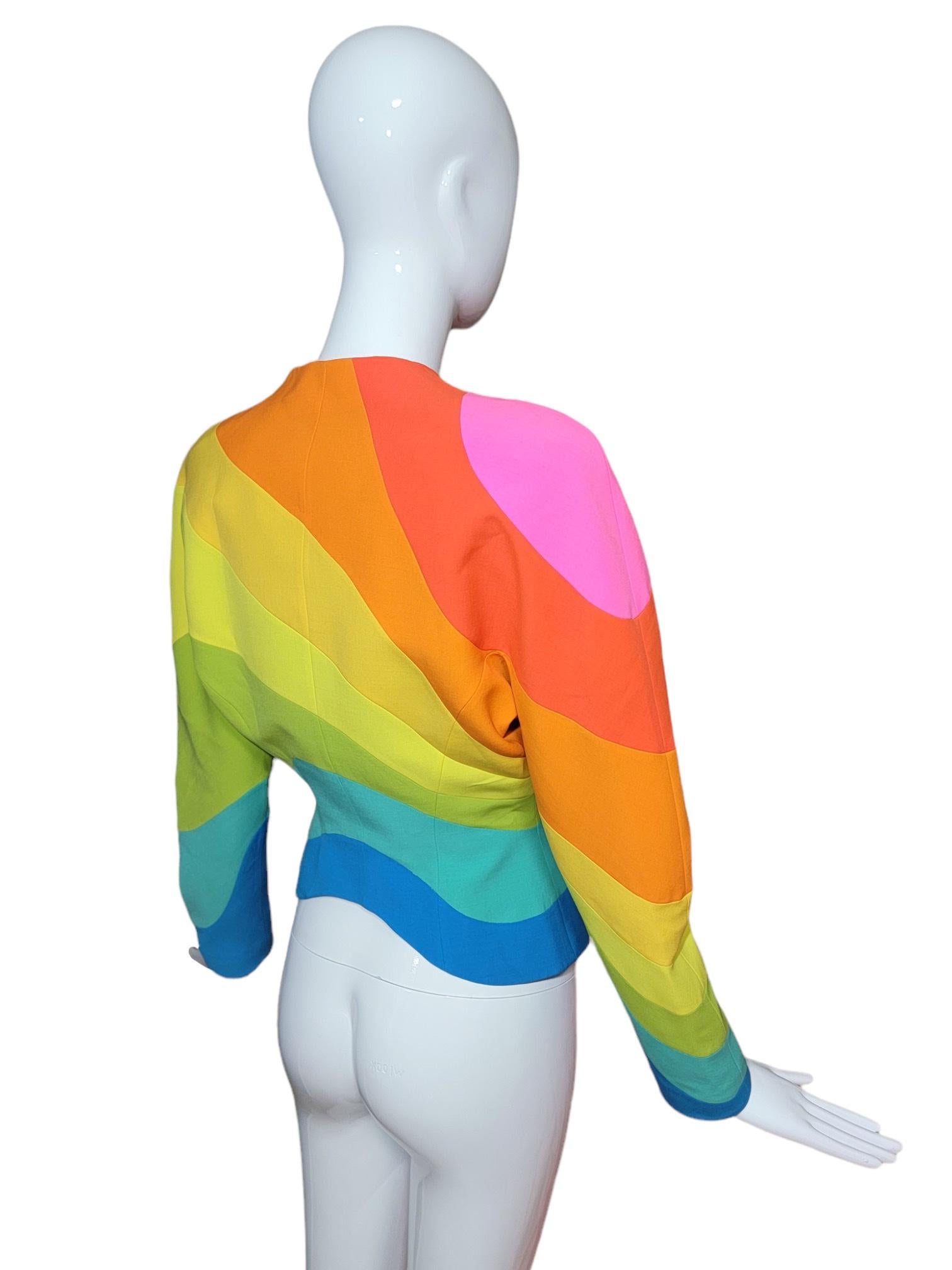 S/S 1990 Thierry Mugler Iconic Rainbow Structured Runway Jacket  For Sale 4