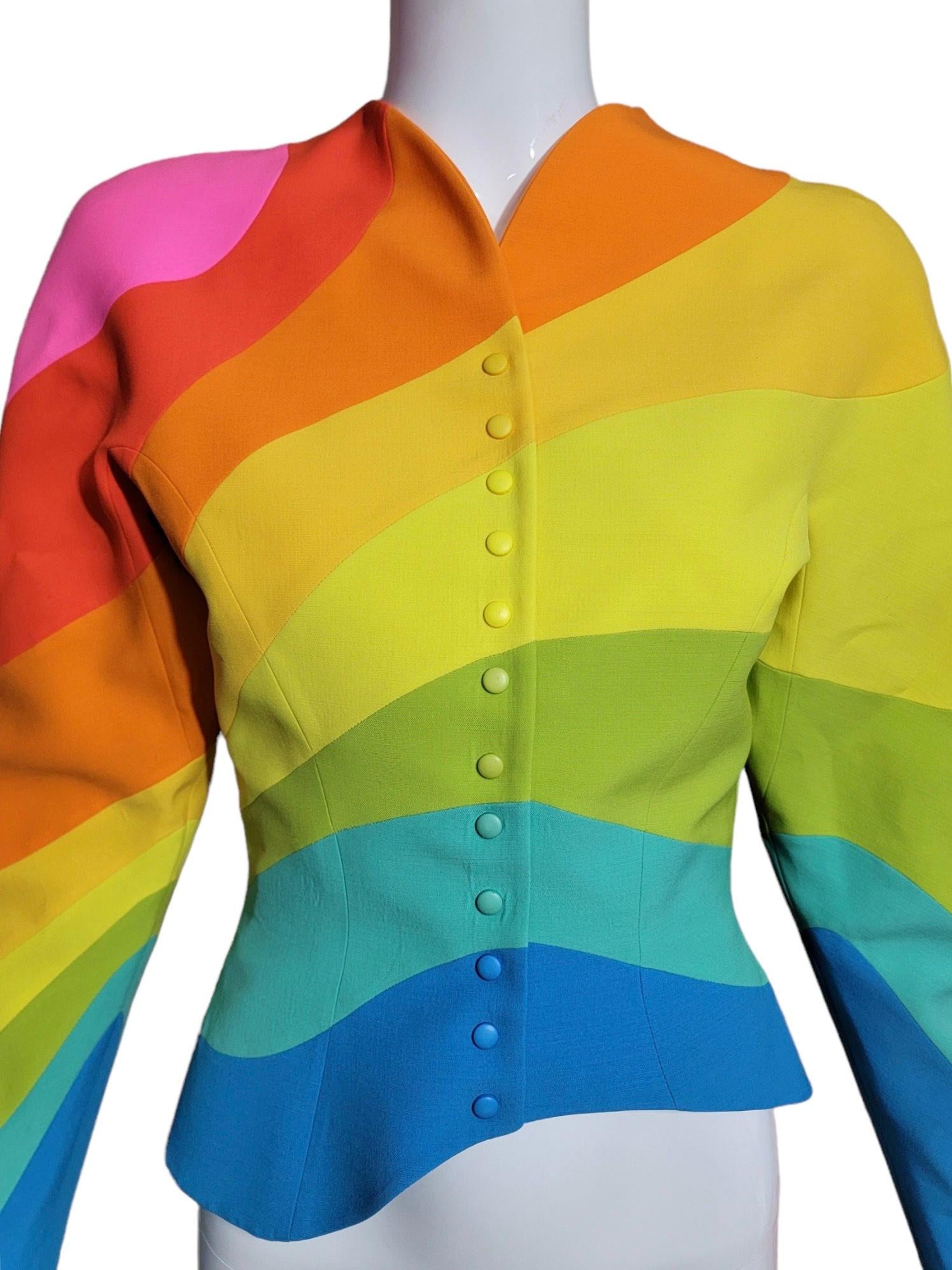 Women's S/S 1990 Thierry Mugler Iconic Rainbow Structured Runway Jacket  For Sale