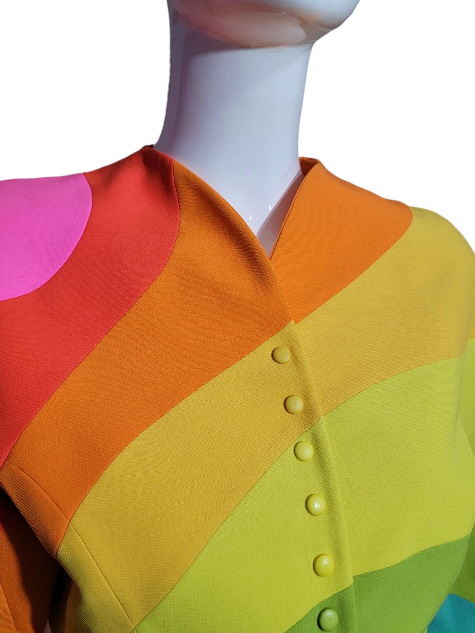 S/S 1990 Thierry Mugler Iconic Rainbow Structured Runway Jacket  For Sale 1