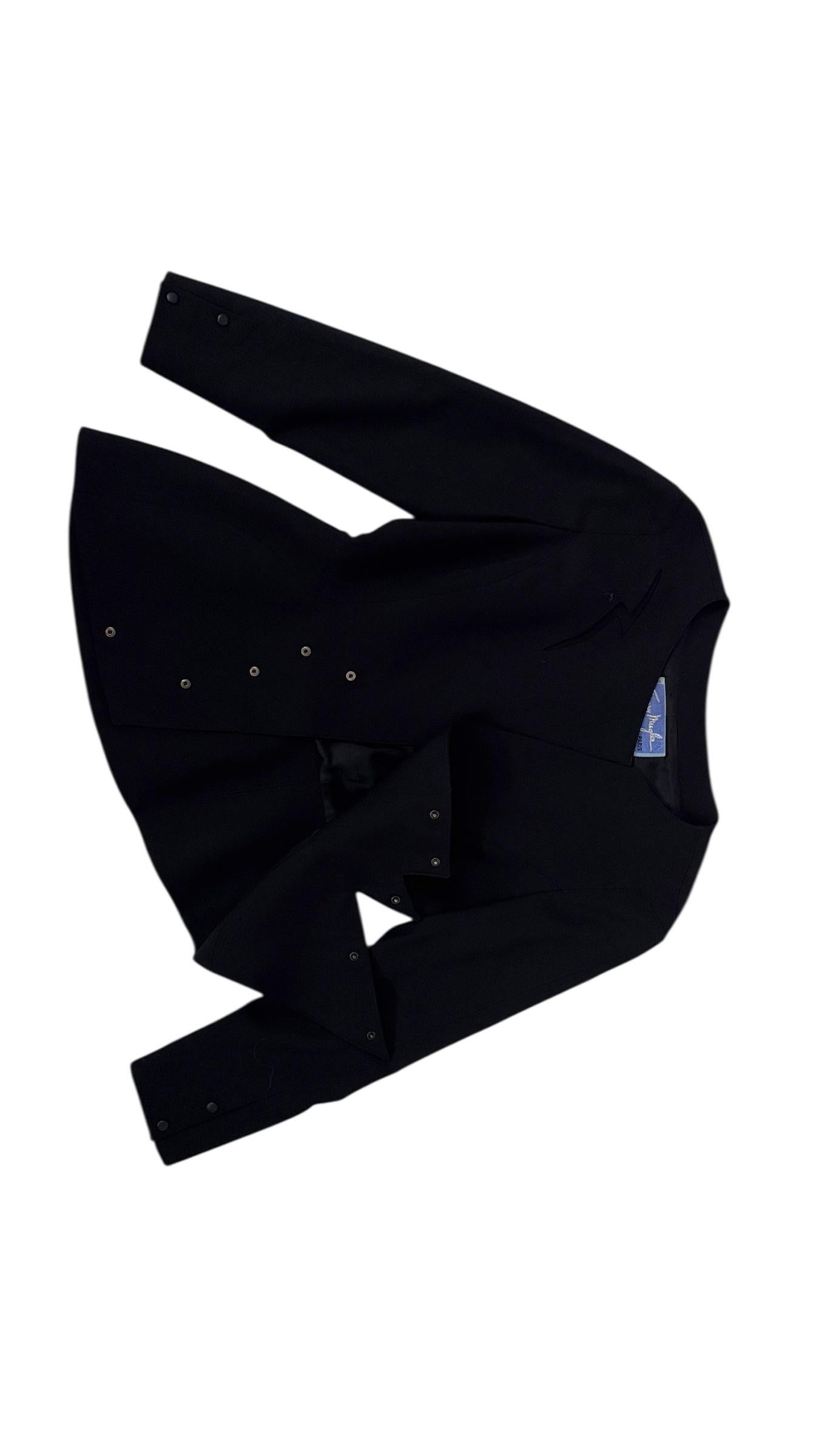 Thierry Mugler Iconic Sculptural Black Blazer with Lightning Cut Front in vendita 13