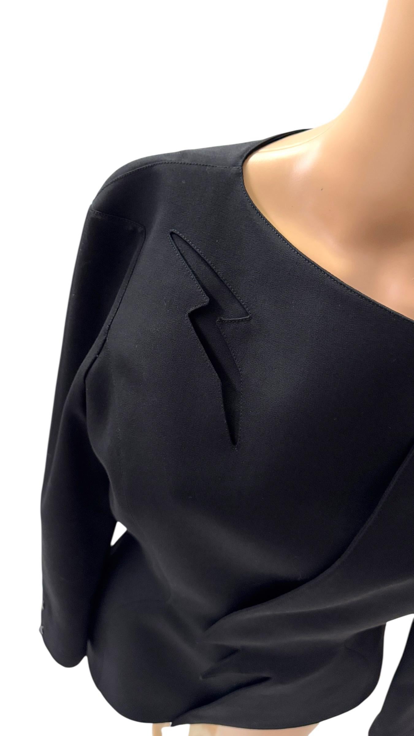 Thierry Mugler Iconic Sculptural Black Blazer with Lightning Cut Front in vendita 2