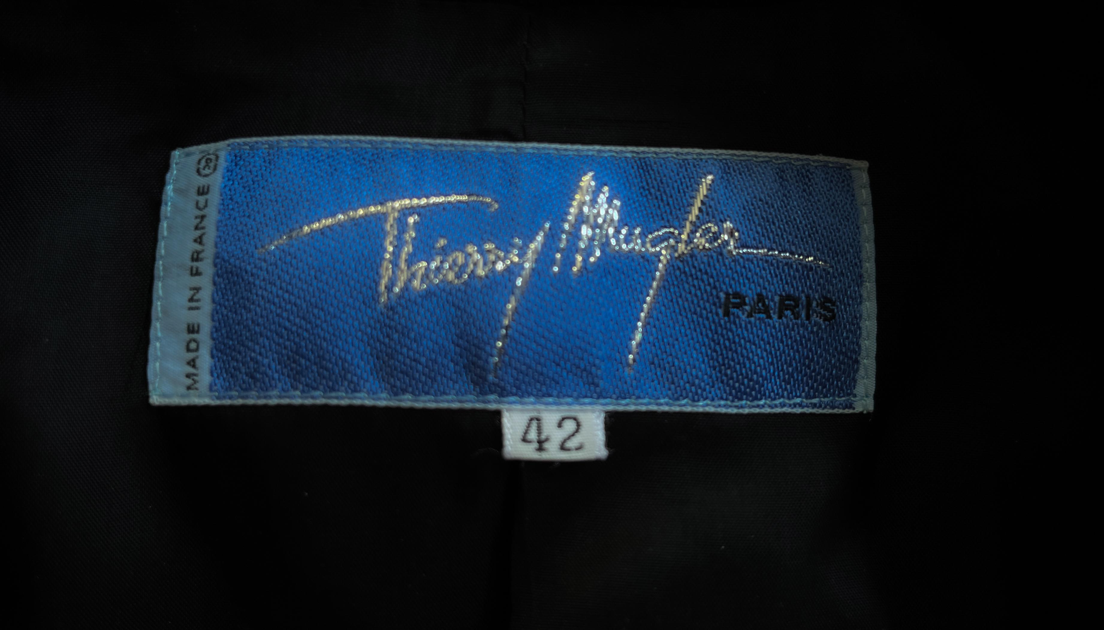 Thierry Mugler Iconic Silver Chrome Metal Chain Black Jacket SS 1999 For Sale 2