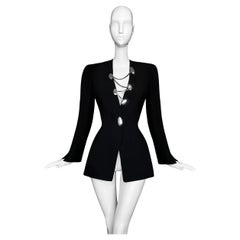 Thierry Mugler Iconic Argento Cromo Metallo Catena Giacca Nera SS 1999