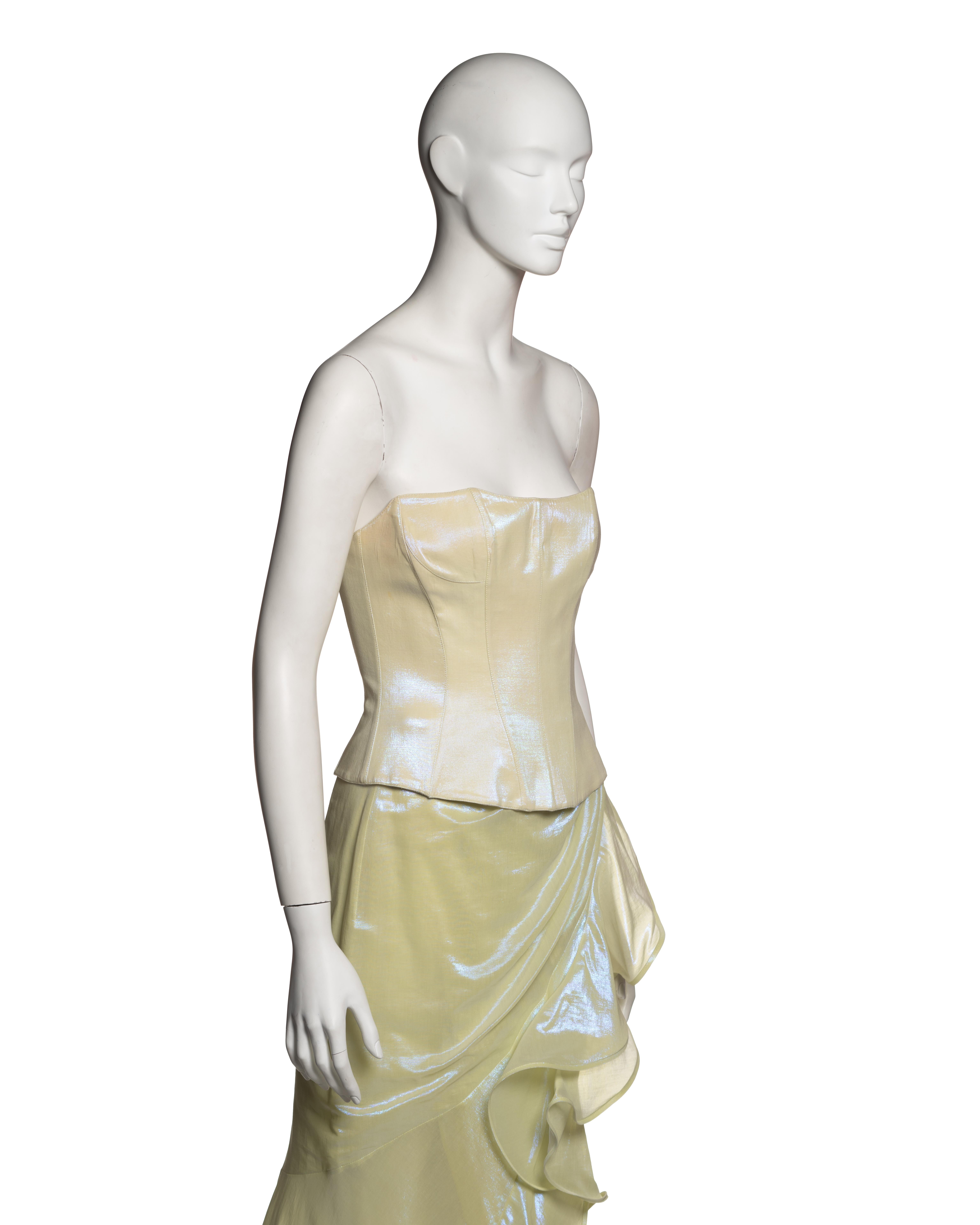 Women's Thierry Mugler Iridescent Corset and Draped Skirt Ensemble, SS 1999