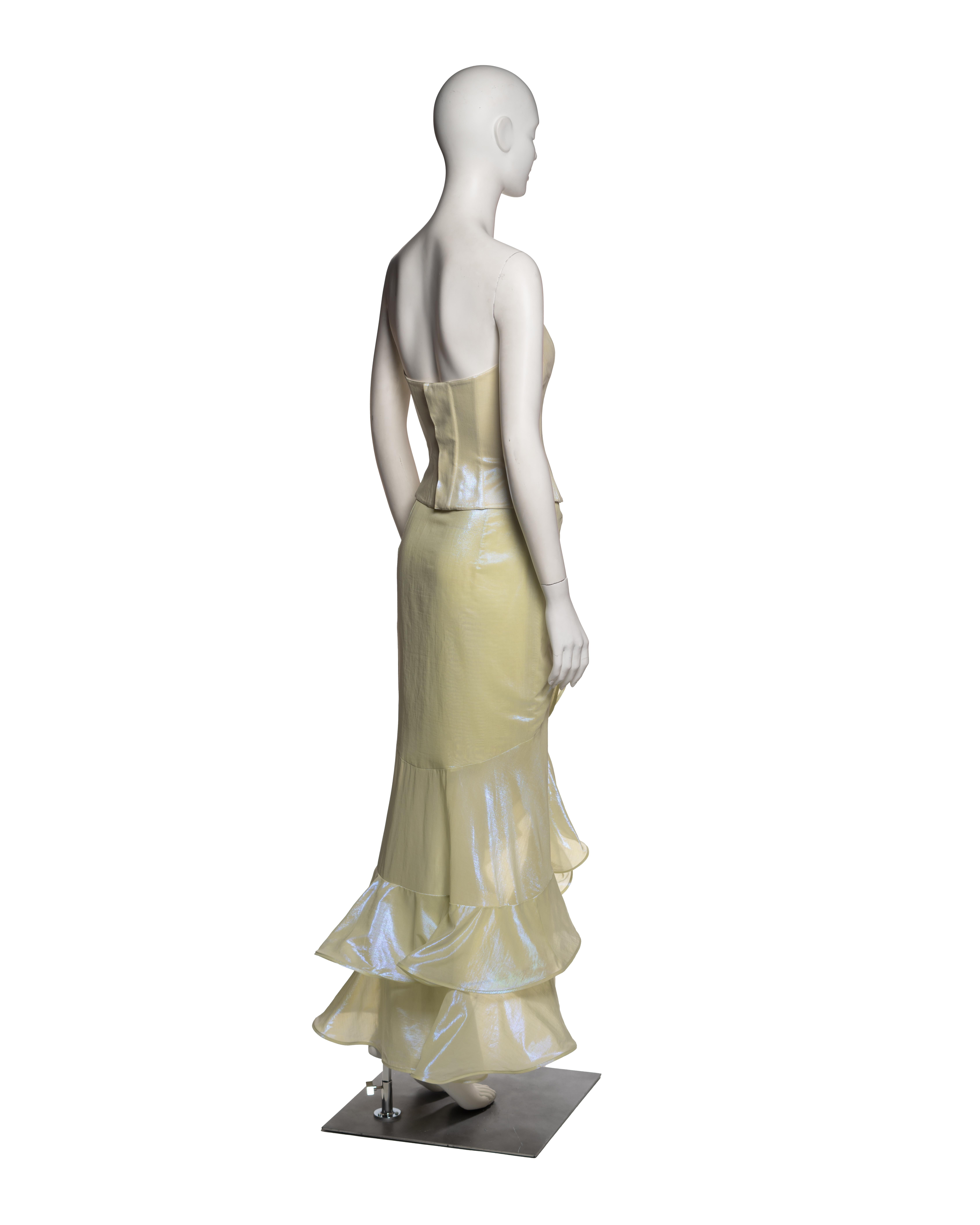Thierry Mugler Iridescent Corset and Draped Skirt Ensemble, SS 1999 1
