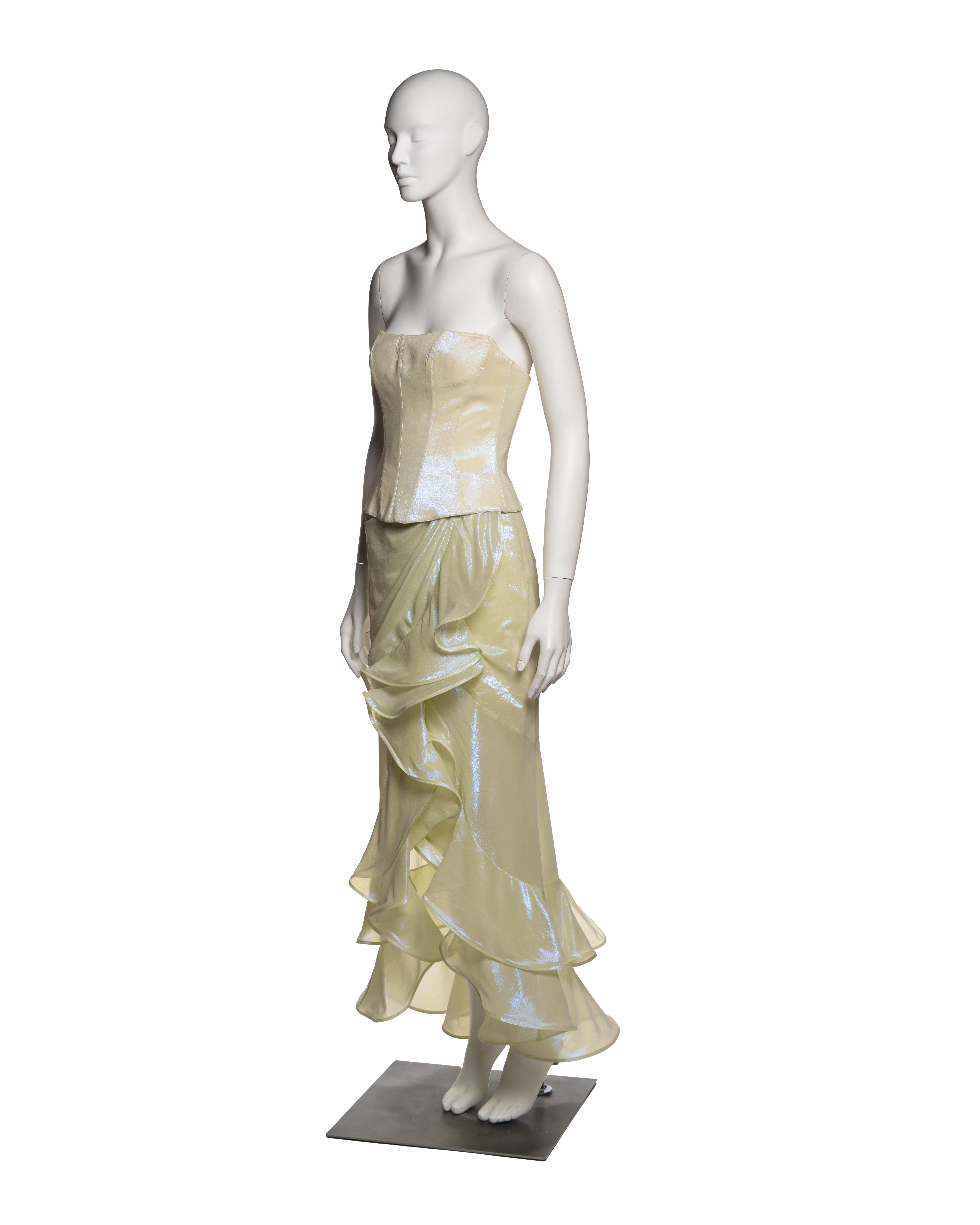 Thierry Mugler Iridescent Corset and Draped Skirt Ensemble, SS 1999 4