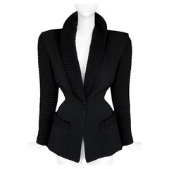 Giacca Thierry Mugler FW 1998 Archival Dramatic Collar Soft Wool Nero