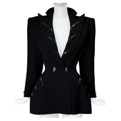 Veste Thierry Mugler FW 1998 Glamour Dramatique Noir Détails Paillettes