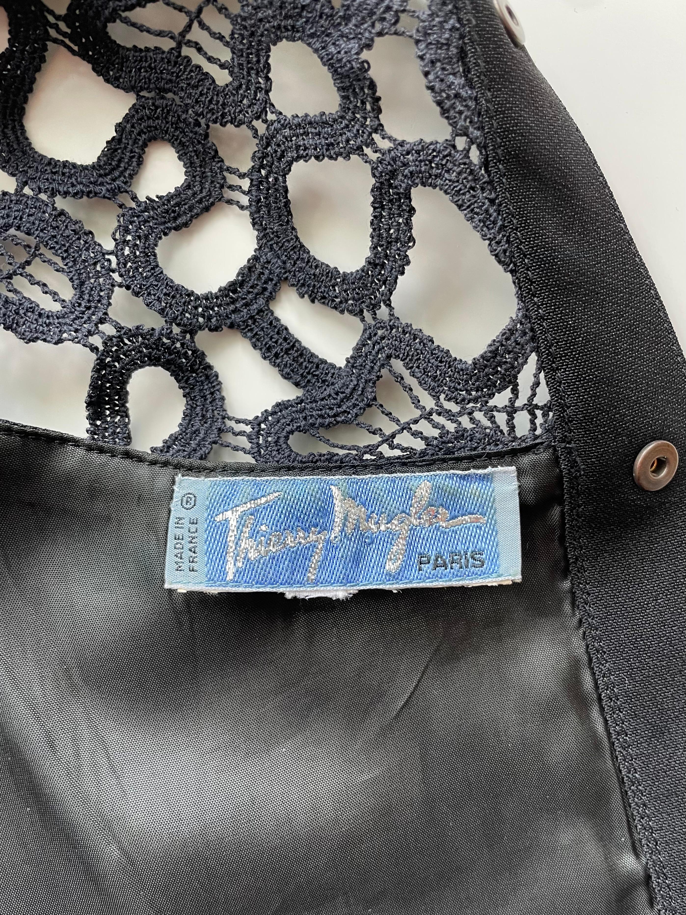 Thierry Mugler Lace Insert Black Midi Dress For Sale 2