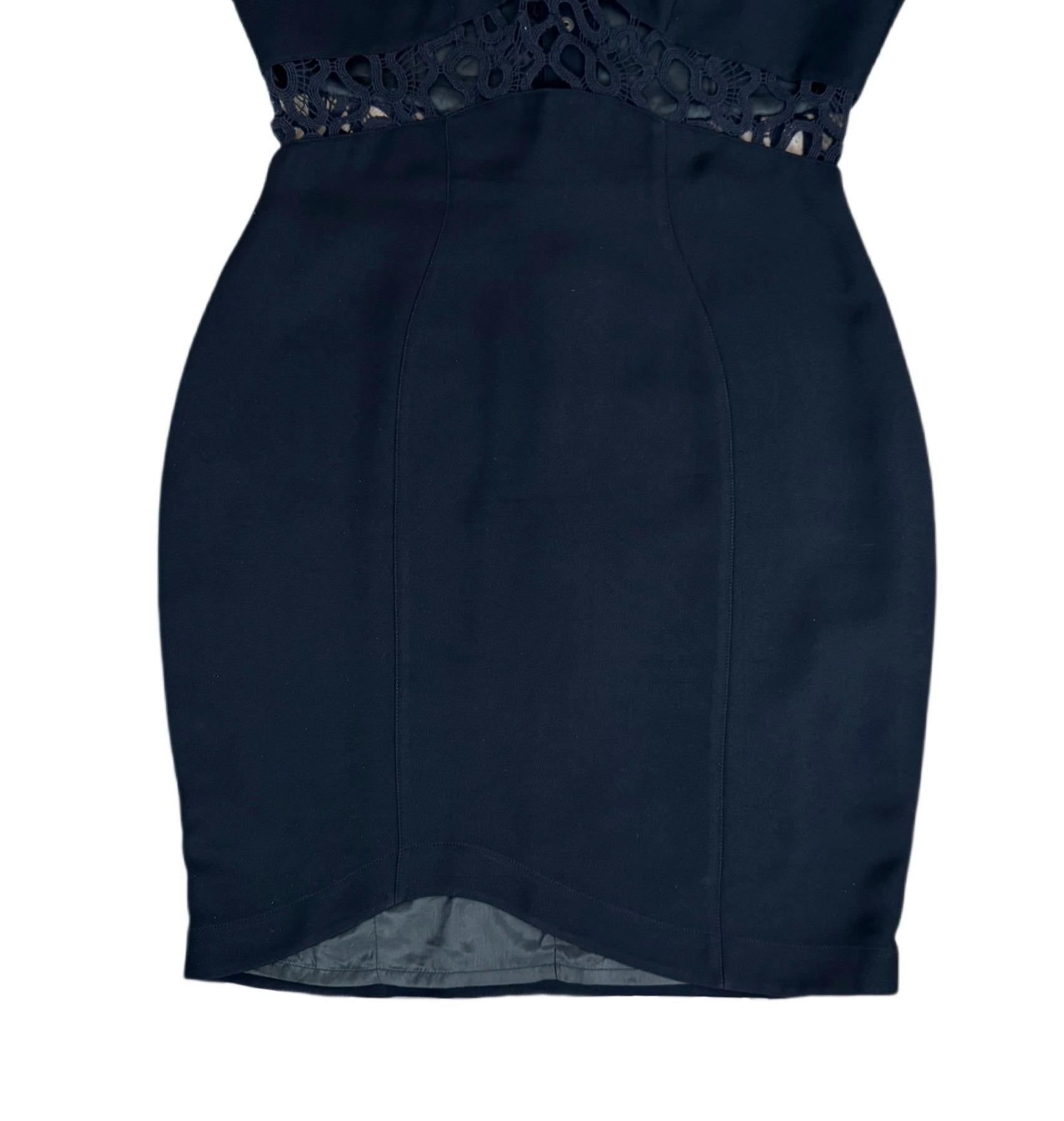 Thierry Mugler Lace Insert Black Midi Dress For Sale 3