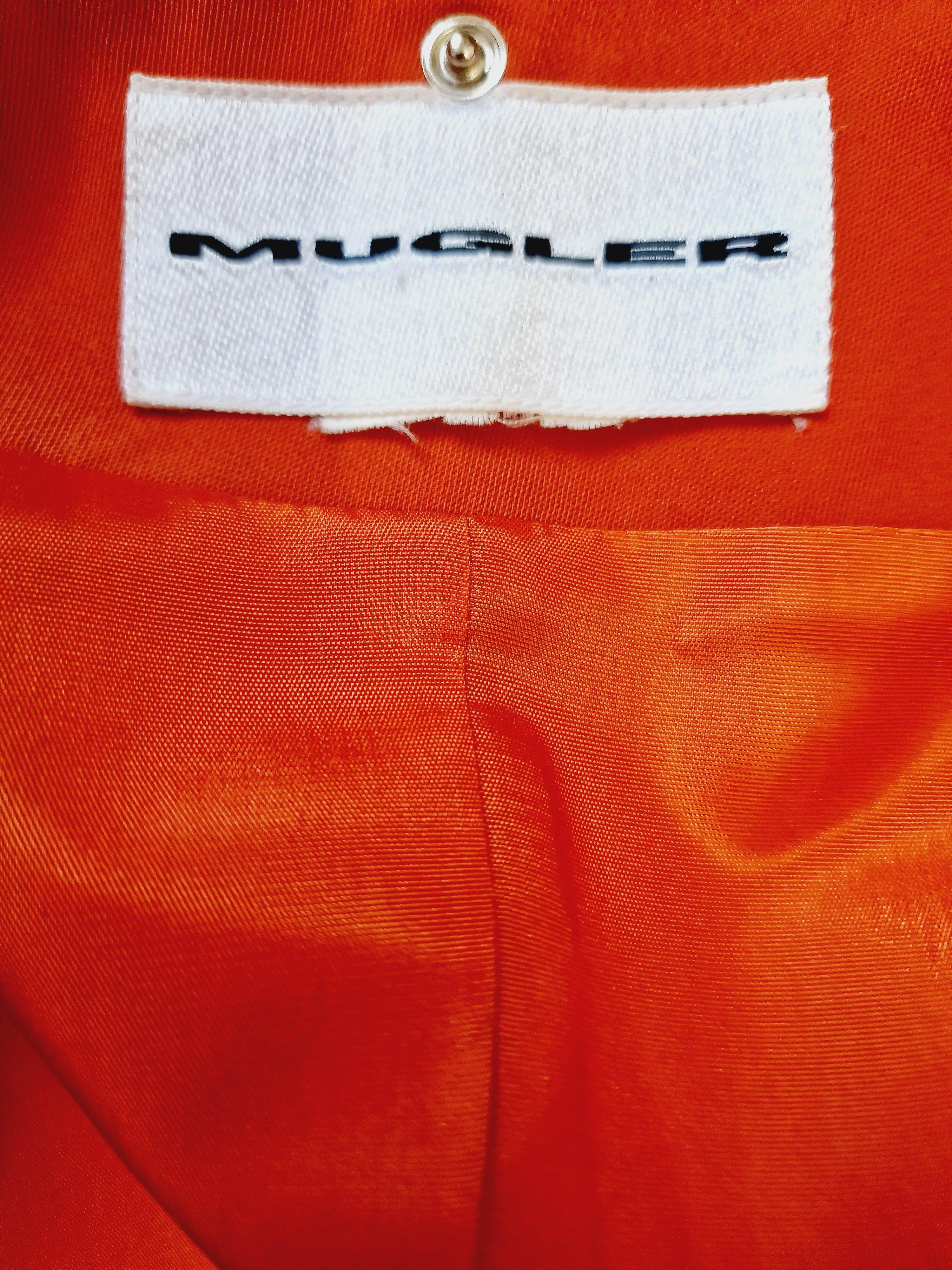 Thierry Mugler Lamb Fur Metal Belt Wasp Waist Bee Orange Small Medium  Jacket For Sale 6