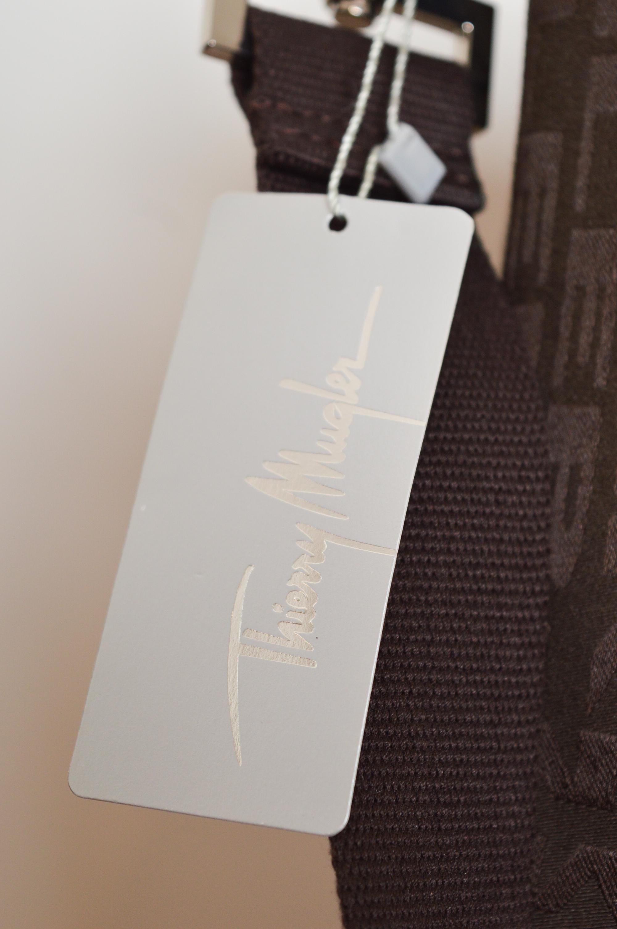 Thierry Mugler Large sacoche en jacquard marron chocolat - ordinateur portable Excellent état - En vente à Sheffield, GB