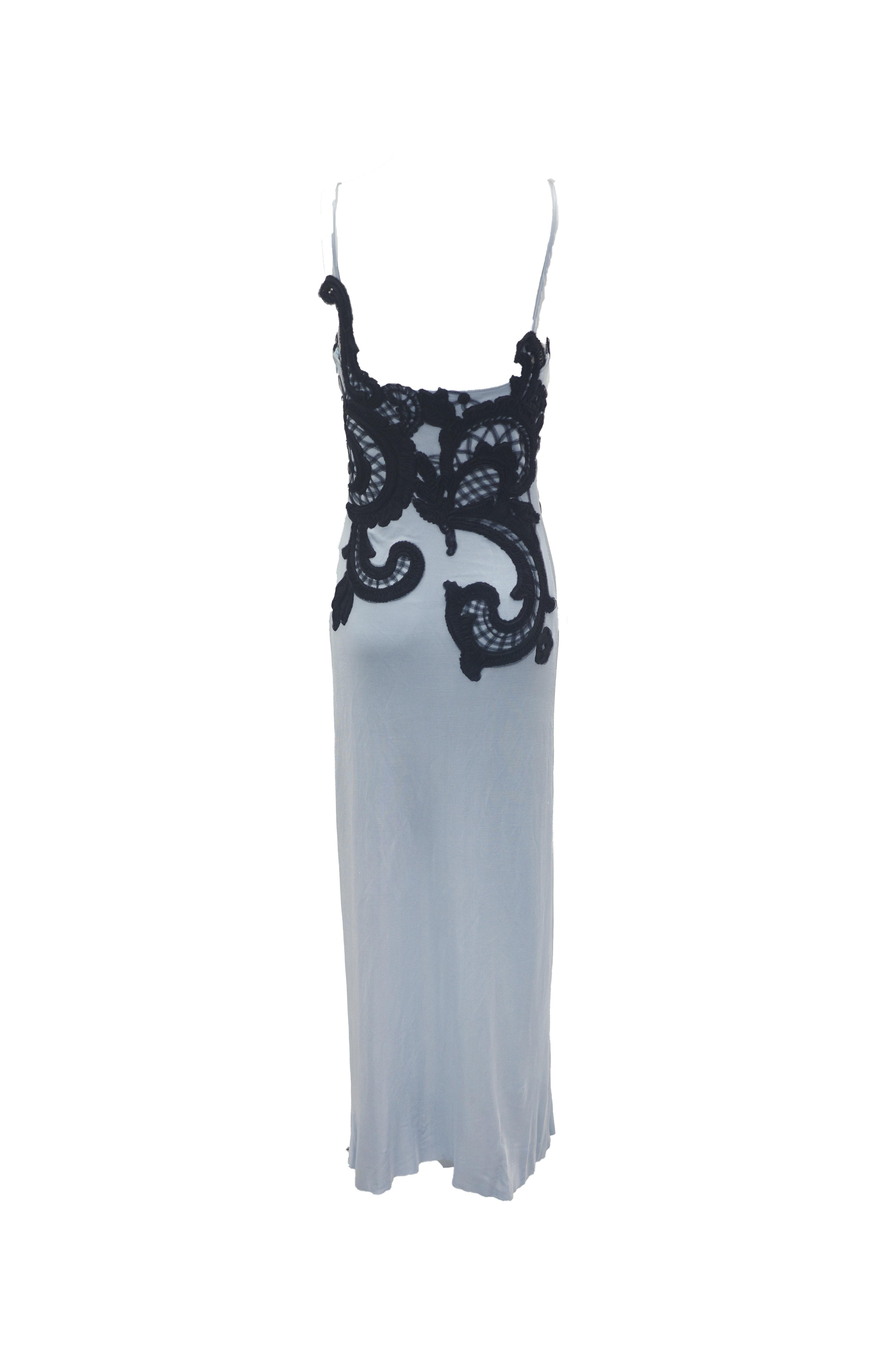  THIERRY MUGLER Fin des années 1990 Robe en dentelle bleu layette Pour femmes 